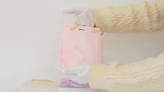 Borsa regalo con manico girevole, personalizzata, in carta kraft riciclabile